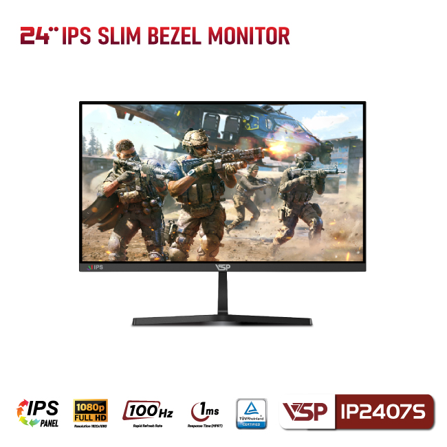 Màn hình VSP IP2407S - 24 inch - FHD / IPS / 100Hz / 1ms - BLACK